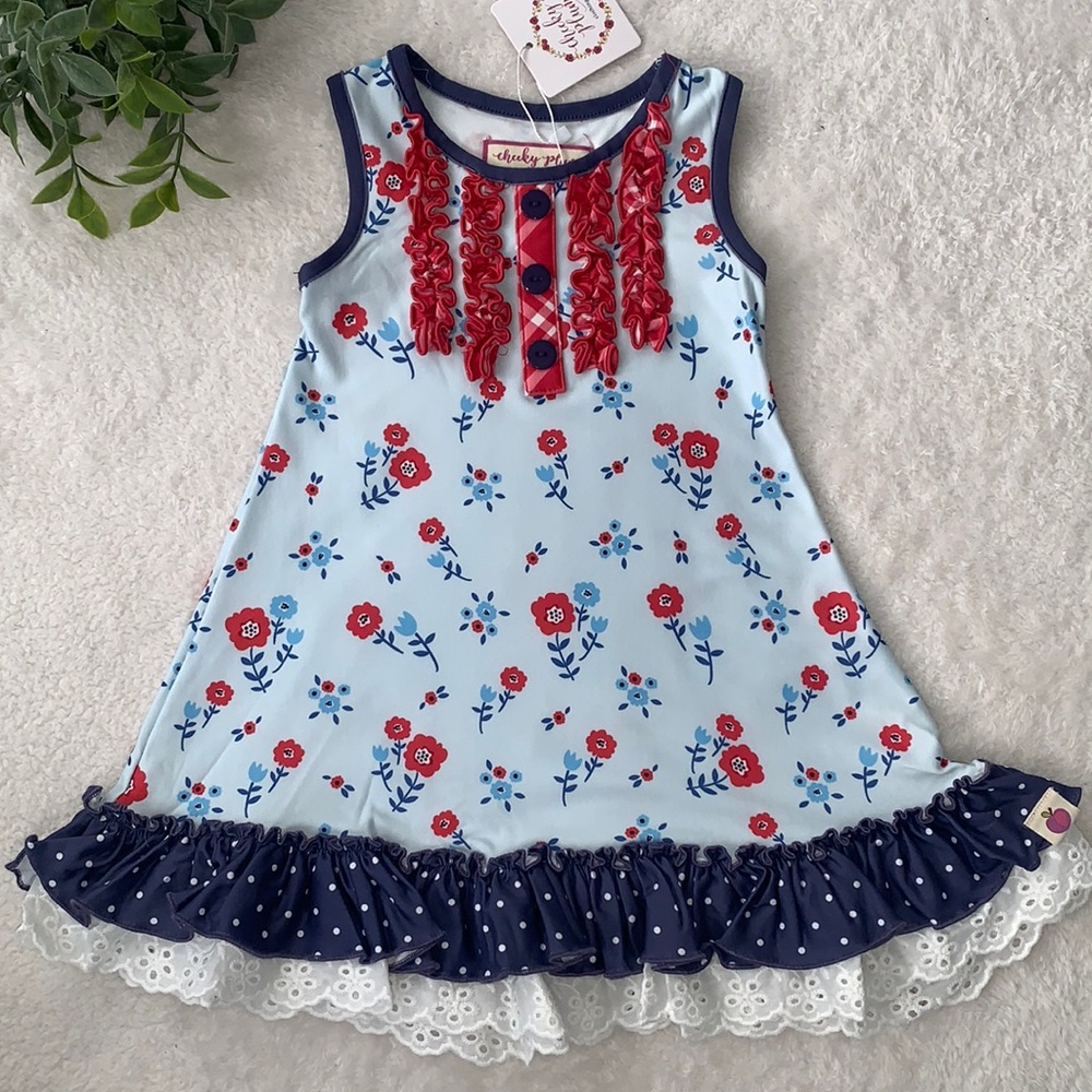 NWT Cheeky Plum Americana Dress 6-12M Loungewear Gown